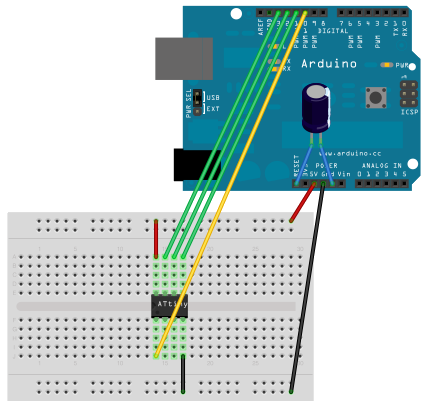 Arduino AS ISP Connecting to Attiny85